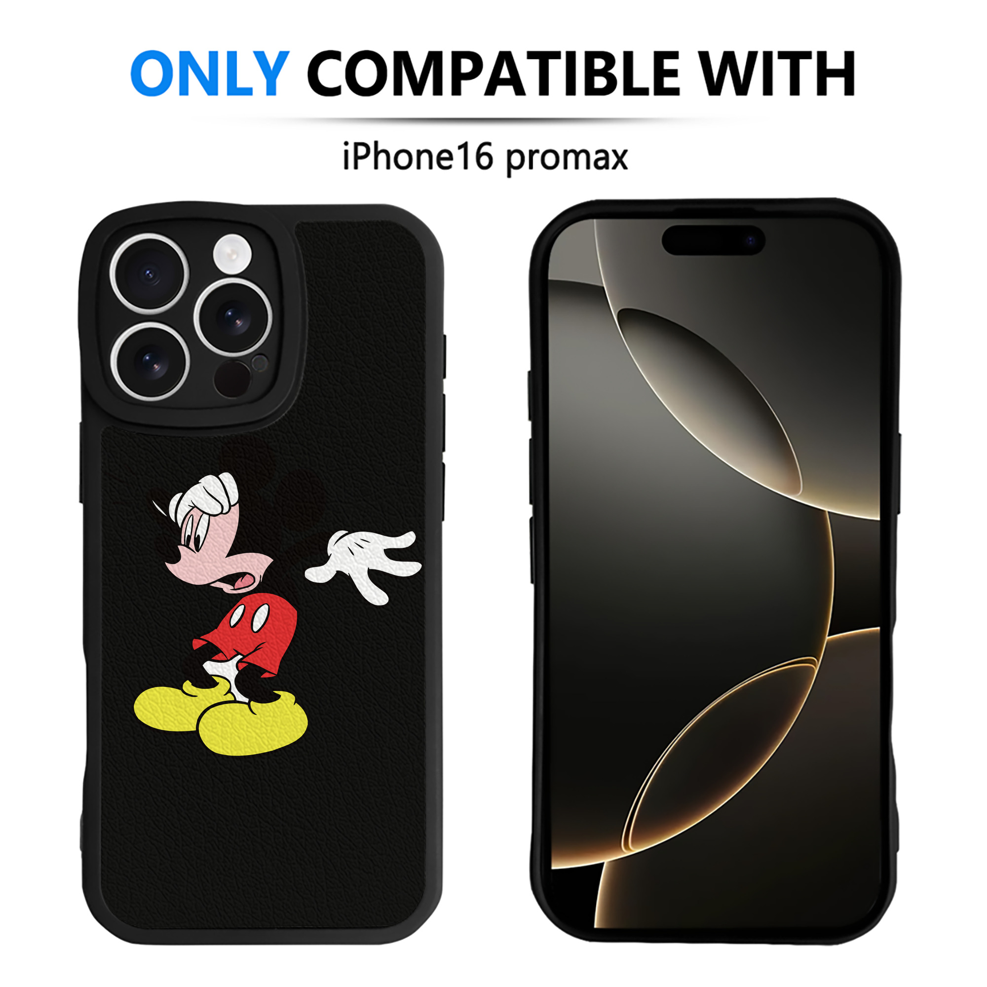 （画像用） ミッキーマウス Mickey Mouse 【iPhone 16シリーズ対応】シリコンスマホケース（レザー調） 材質：シリコン